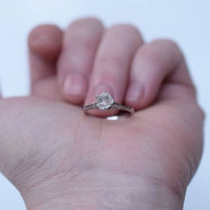 White Diamond Ring, Sterling Silver Engagement Ring, Raw Diamond, Natural Gemstone Promise Ring Bridal Ring Unique Alternativegift image 2