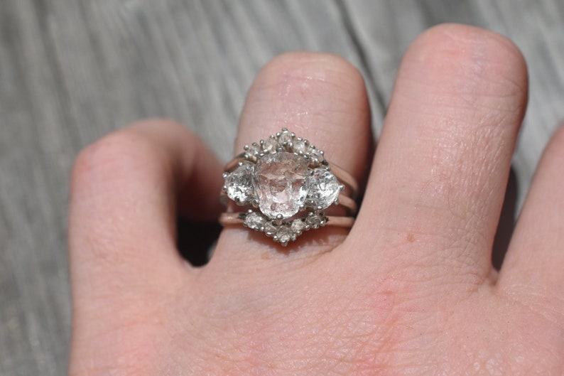 Engagement ring, raw diamond ring, raw stone ring, alternative engagement ring, unique rough diamond size 3 4 5 6 7 8 9 10 11 12 13 gift 3 ring set bright