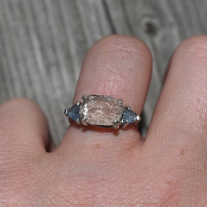 Raw Sapphire Ring, Rough Diamond Engagement Ring, Uncut Diamond Ring, Montana Sapphire Ring, Dark Blue Sapphires, Unique Sapphire ring