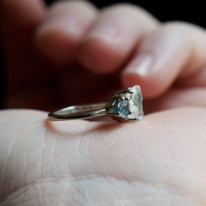 Simple Raw Diamond Engagement Ring Unique Wedding Band Organic Alternative Engagement Ring Rustic Wedding Promise Ring image 4