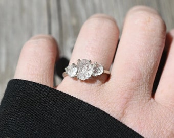 Engagement ring, raw diamond ring, raw stone ring, alternative engagement ring, unique rough diamond size 3 4 5 6 7 8 9 10 11 12 13 gift