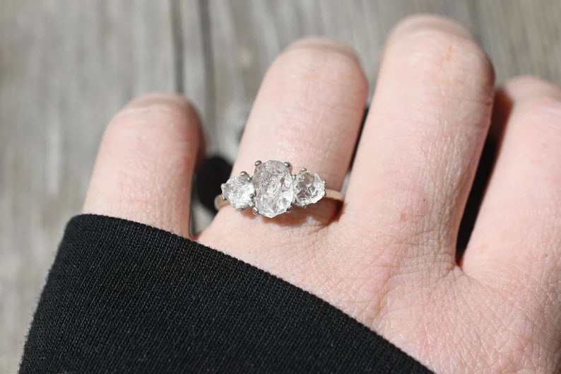 Engagement ring, raw diamond ring, raw stone ring, alternative engagement ring, unique rough diamond size 3 4 5 6 7 8 9 10 11 12 13 gift image 1