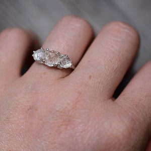 Rough Diamond Ring Size 7 Ring Raw Diamond Ring Uncut Diamond Engagement Ring Unique Engagement Ring White Diamond Ring Sterling Silver Ring