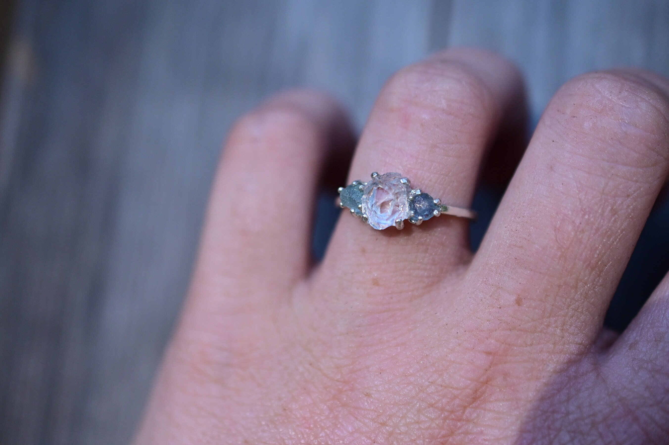 Rough cut sapphire engagement cheap rings