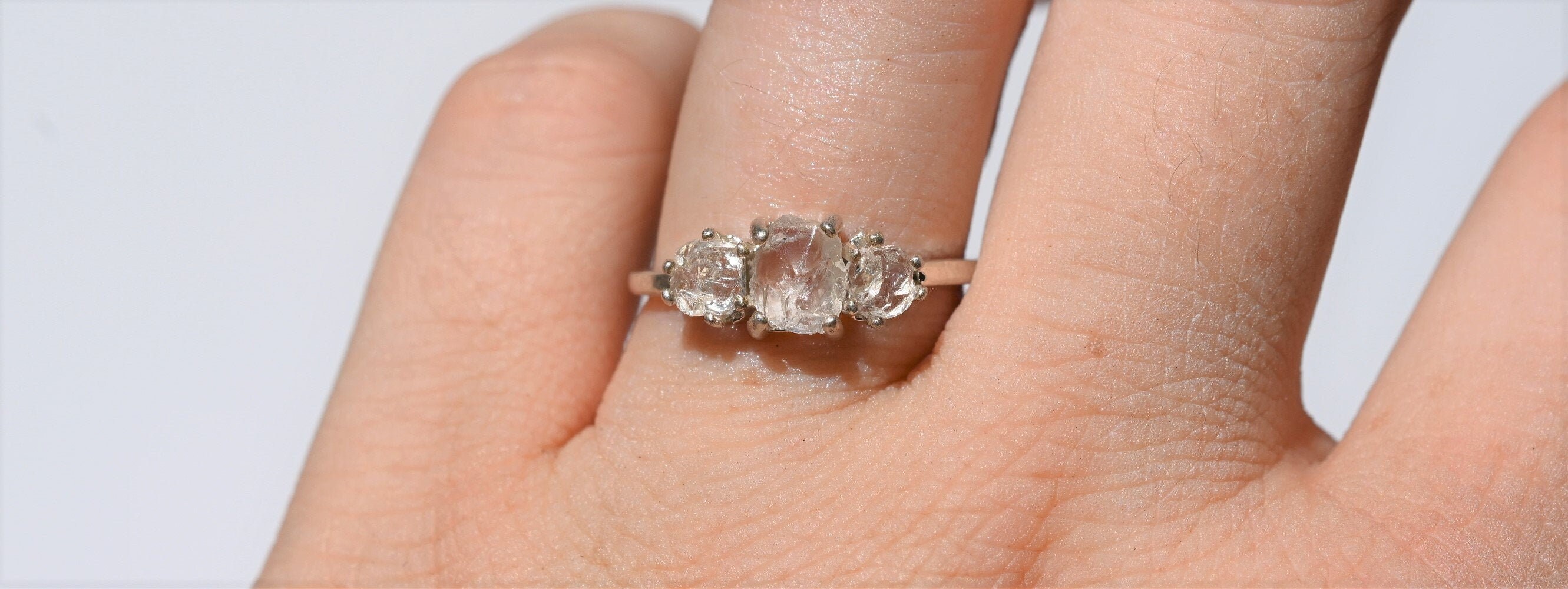 Boho Ring Raw Diamond Engagement Ring Rough Diamond Wedding Etsy