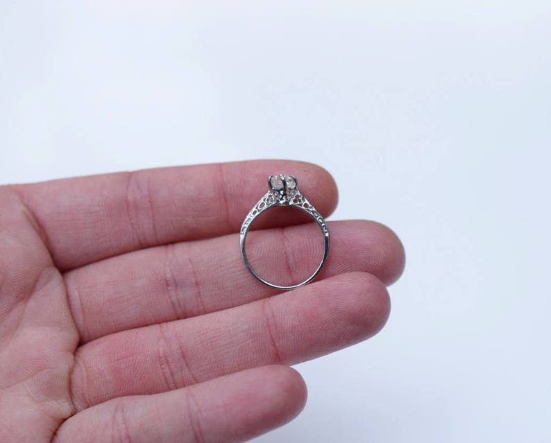 White Diamond Ring, Sterling Silver Engagement Ring, Raw Diamond, Natural Gemstone Promise Ring Bridal Ring Unique Alternativegift image 6