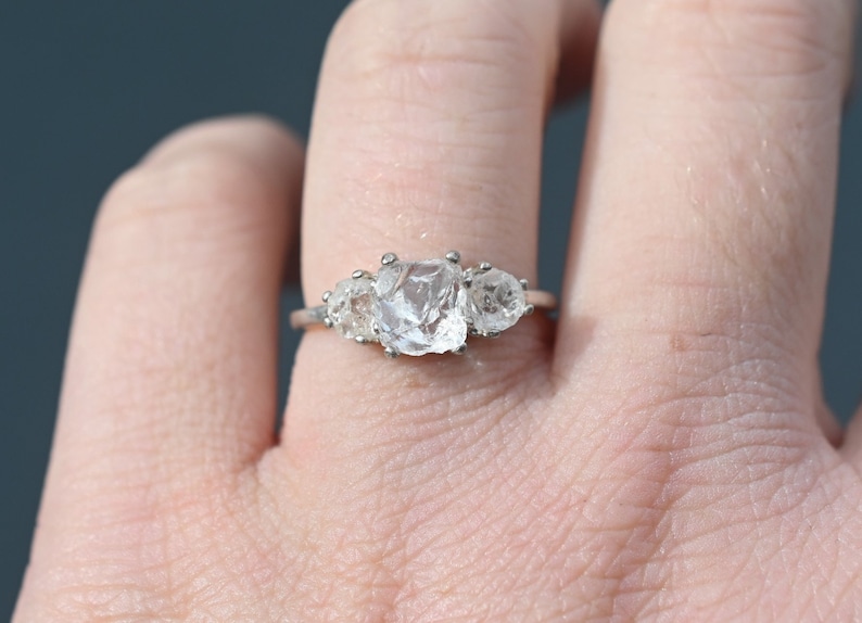 Engagement ring, raw diamond ring, raw stone ring, alternative engagement ring, unique rough diamond size 3 4 5 6 7 8 9 10 11 12 13 gift image 6