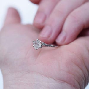 White Diamond Ring, Sterling Silver Engagement Ring, Raw Diamond, Natural Gemstone Promise Ring Bridal Ring Unique Alternative gift