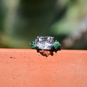 Natural emerald ring rough cut jewelry size 4 5 6 7 8 9 10 11 12 anniversary gift for womangift image 6