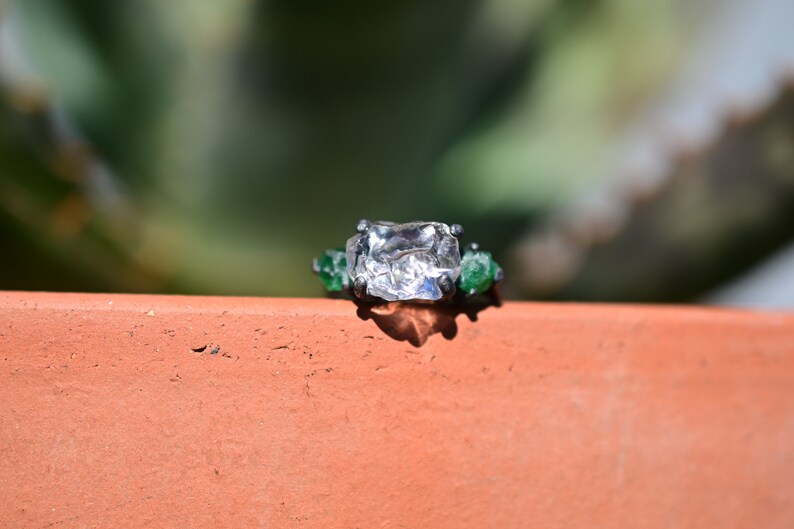 Natural emerald ring rough cut jewelry size 4 5 6 7 8 9 10 11 12 anniversary gift for womangift image 6