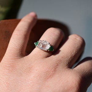 Natural emerald ring rough cut jewelry size 4 5 6 7 8 9 10 11 12 anniversary gift for womangift image 2