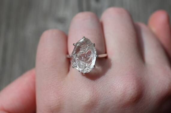Raw Crystal Ring Unique Crystal Ring Rough Crystal Ring Uncut Crystal Ring Promise Ring Rough Cut Crystal Raw Engagement Ring for Woman Etsy