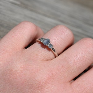 Raw Sapphire Ring, Rough Gemstone Engagement Ring, Montana Sapphire Ring, Dark Blue Sapphires, Unique Sapphire ring American made
