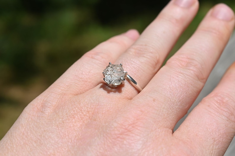 Simple Engagement Ring Raw Stone Rough Diamond Wedding Band Etsy