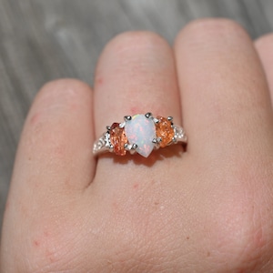opal ring, Raw sapphire Gemstone, unique opal ring, jewelry for her, birthday  gift anniversary, raw yellow stone, sterling silver gift