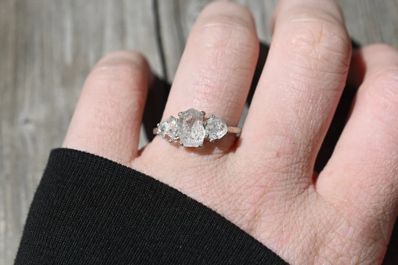 Engagement ring, raw diamond ring, raw stone ring, alternative engagement ring, unique rough diamond size 3 4 5 6 7 8 9 10 11 12 13 gift image 2
