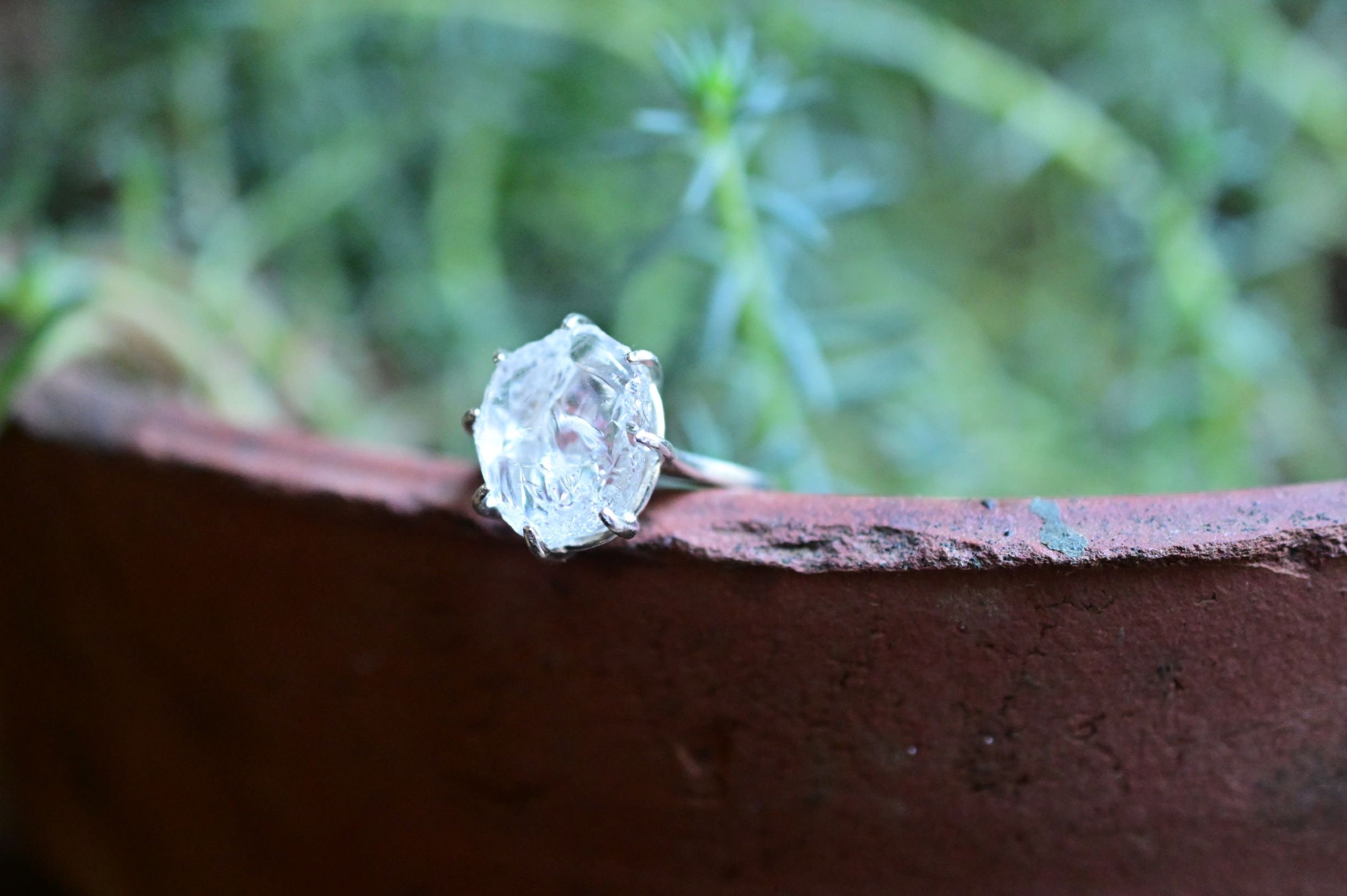 Herkimer Diamond with Inclusions Ring in Sterling Silver, SIZE: 5 to 9 US - Raw  Natural Ring in Bezel Setting | New Moon Beginnings