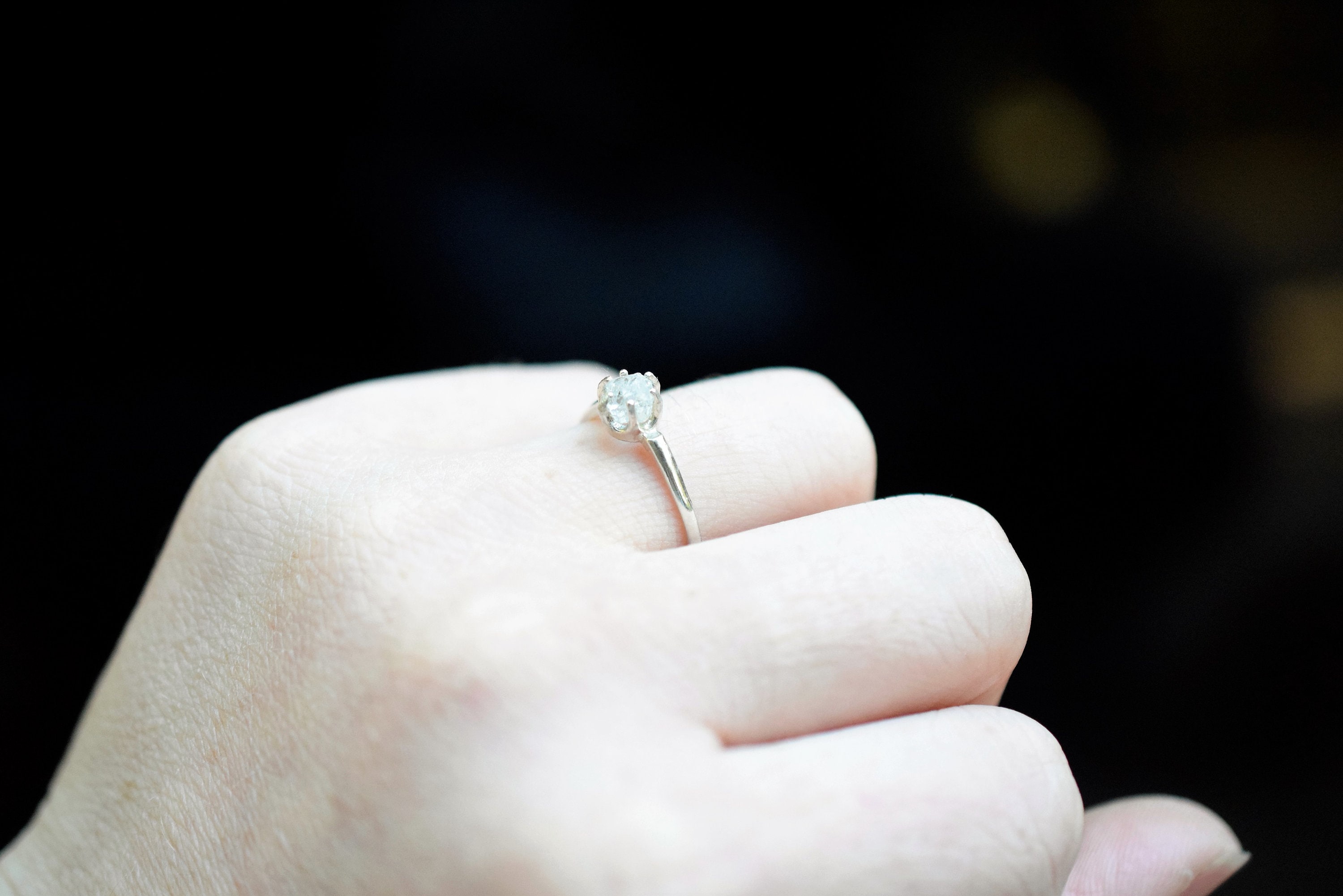 Handmade Raw Diamond Engagement Ring Rough Natural Uncut Etsy