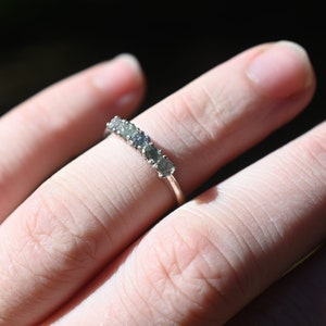 Small 4 stone wedding band size 4 5 6 7 8 9 10 11 12 anniversary  gift for woman gift American made