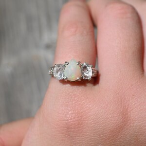 Alternative Engagement Ring, Unique Opal Jewelry, Raw Stone Ring, Solid Gold Diamond Ring, Raw Diamond Ring, Size 3 4 5 6 7 8 9 10 11 12