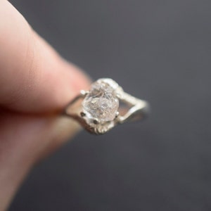 Art Deco Engagement Ring, Raw Diamond Ring, Sterling Silver Engagement Ring, Size 5, Avello,  gifts for her, Wife, Anniversary Inspirational