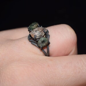 Rough Emerald Ring, Raw Emerald Engagement Ring, Ring Size 5 6 7 8 9 10 11 12, Emerald Wedding Ring, Rough Gemstone Rustic Ring image 2