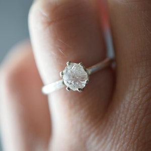Raw Quartz Sterling Silver Ring: Uncut Gemstone Boho Promise Ring