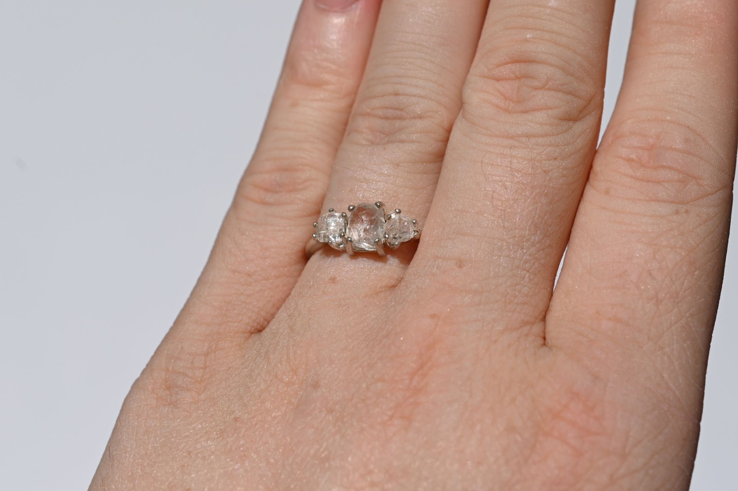 Boho Ring Raw Diamond Engagement Ring Rough Diamond Wedding Etsy