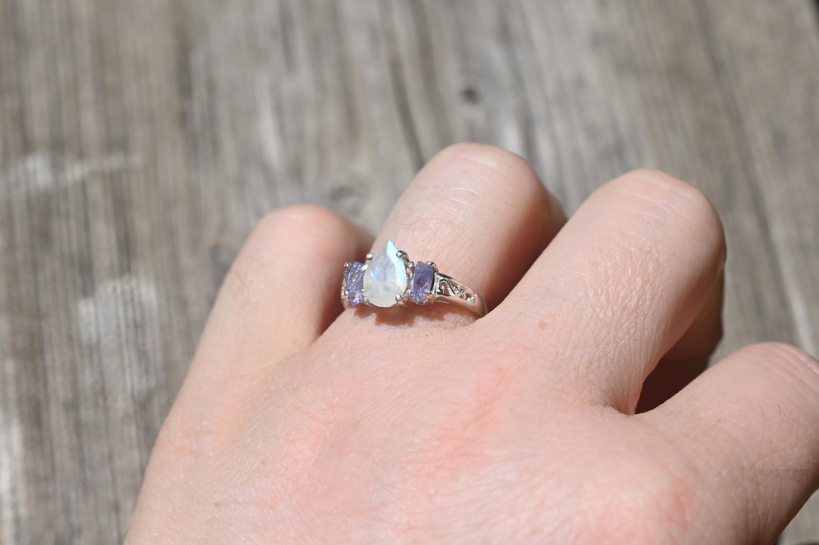 Moonstone and tanzanite ring American made