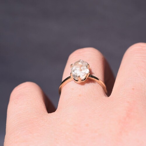 10k Solid Gold Raw Diamond Ring Engagement Ring Wedding Ring Etsy