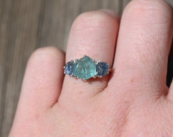 Engagement ring Montana sapphire ring, aquamarine  size 3 4 5 6 7 8 9 10 11 12 American made