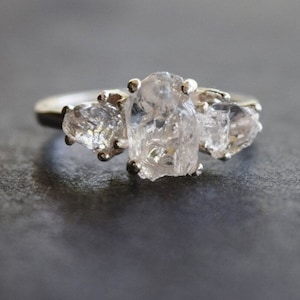 Engagement ring, raw diamond ring, raw stone ring, alternative engagement ring, unique rough diamond size 3 4 5 6 7 8 9 10 11 12 13 gift Bright Sterling