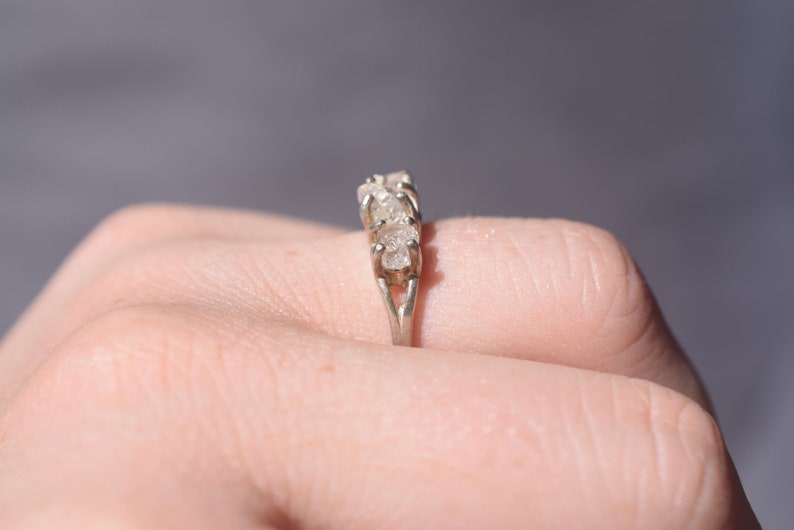 Raw diamond ring Raw diamond engagement ring Unqiue engagement ring Size 8 Engagement ring Sterling silver ring Diamond ring