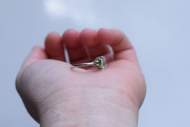 Raw Diamond and Emerald Engagement Ring Rough Diamond Ring | Etsy