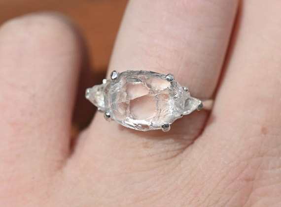 White uncut raw diamond solitaire rustic rose gold one carat ring. –  Cumbrian Designs