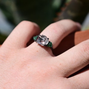 Natural emerald ring rough cut jewelry size 4 5 6 7 8 9 10 11 12 anniversary gift for womangift image 4
