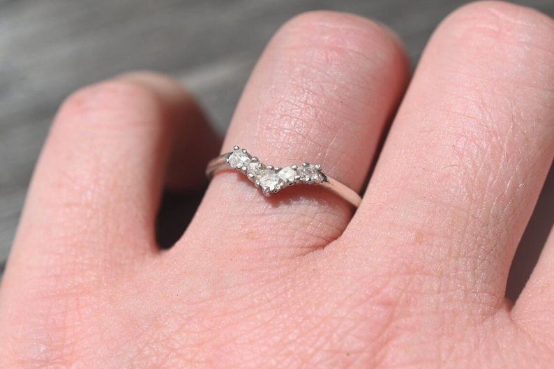 Engagement Ring, Raw Diamond Ring, Diamond Ring, uncut engagement ring, Rough Uncut Raw Stone Promise Simple Solitaire Minimalist Daintygift V Band