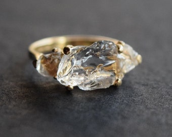 Size 7 14k Gold Diamond Ring, Raw Diamond Engagement Ring, Solid Gold Engagement Ring, Rough Diamond Ring, Raw Diamond Ring, Avellogift