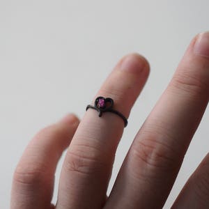 Delicate Ruby Ring Heart Ring Raw Ruby Ring Uncut Rough Ruby Ring Promise Ring Engagement Ring Handmade Gift for her Size 5 ring