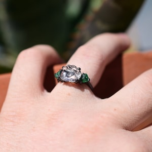 Natural emerald ring rough cut jewelry size 4 5 6 7 8 9 10 11 12 anniversary gift for womangift image 5