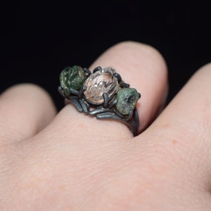 Rough Emerald Ring, Raw Emerald Engagement Ring, Ring Size 5 6 7 8 9 10 11 12, Emerald Wedding Ring, Rough Gemstone Rustic Ring image 3