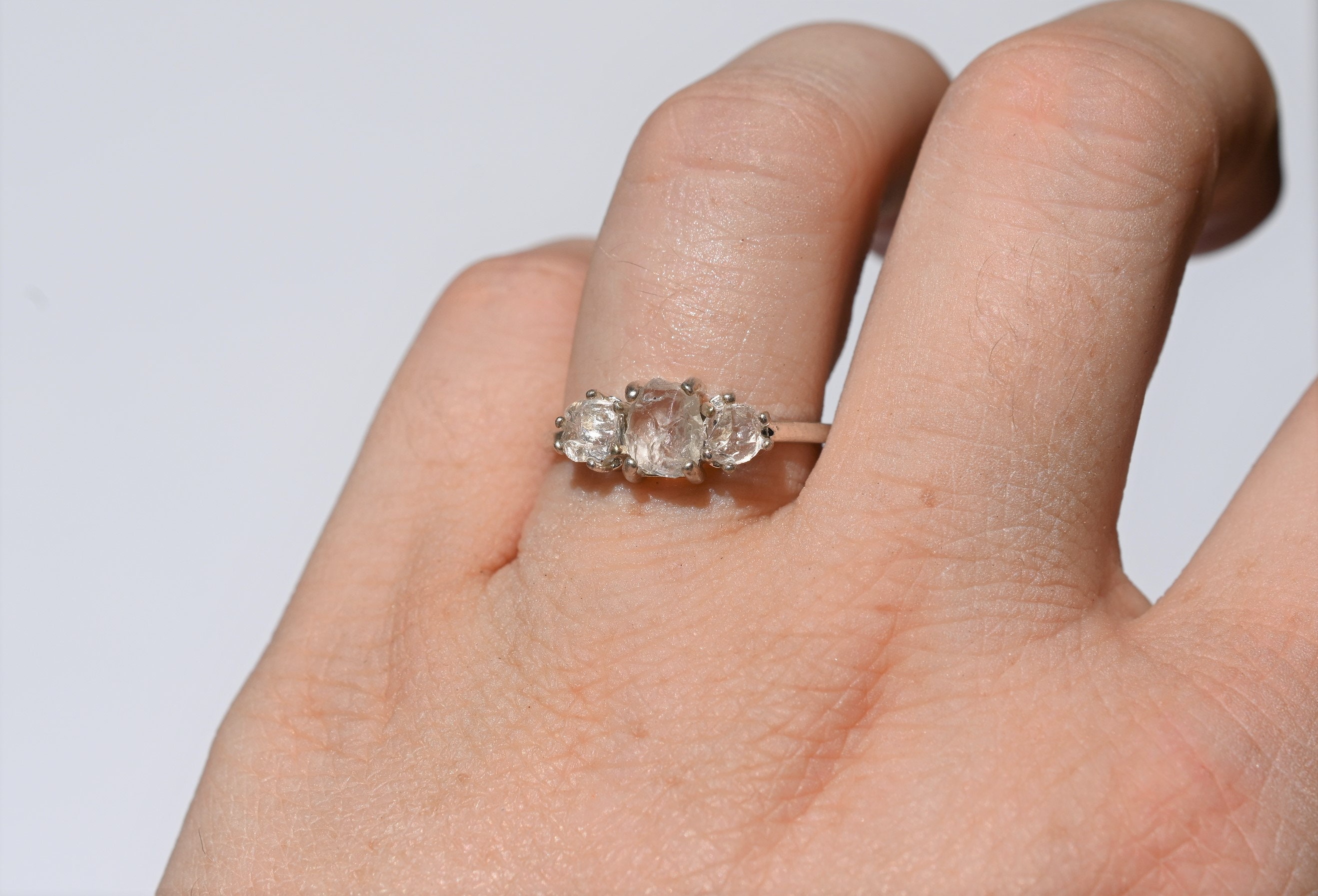 Boho Ring Raw Diamond Engagement Ring Rough Diamond Wedding Etsy