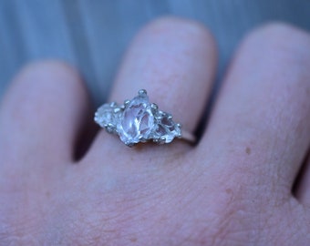 Boho Raw Diamond Engagement Ring Rough Diamond Wedding Band Unique Gemstone Sterling Silver Promise Ring Size 8 Engagement Avellogift