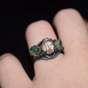 Rough Emerald Ring, Raw Emerald Engagement Ring, Ring Size 5 6 7 8 9 10 11 12, Emerald Wedding Ring, Rough Gemstone Rustic Ring image 4