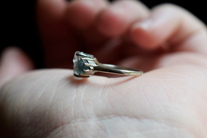 Simple Raw Diamond Engagement Ring Unique Wedding Band Organic Alternative Engagement Ring Rustic Wedding Promise Ring image 5