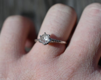 Art Deco verlovingsring ruwe diamanten ring Sterling zilveren verlovingsring, maat 5 Avello cadeaus voor vrouw verjaardag Inspirerend cadeau
