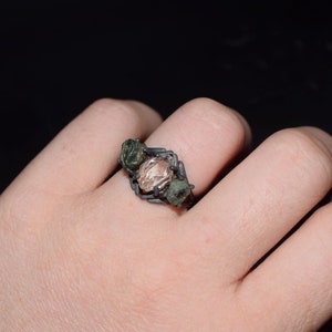 Rough Emerald Ring, Raw Emerald Engagement Ring, Ring Size 5 6 7 8 9 10 11 12, Emerald Wedding Ring, Rough Gemstone Rustic Ring image 5