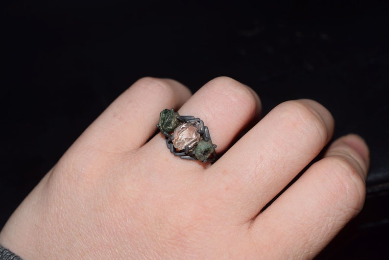 Rough Emerald Ring, Raw Emerald Engagement Ring, Ring Size 5 6 7 8 9 10 11 12, Emerald Wedding Ring, Rough Gemstone Rustic Ring image 5