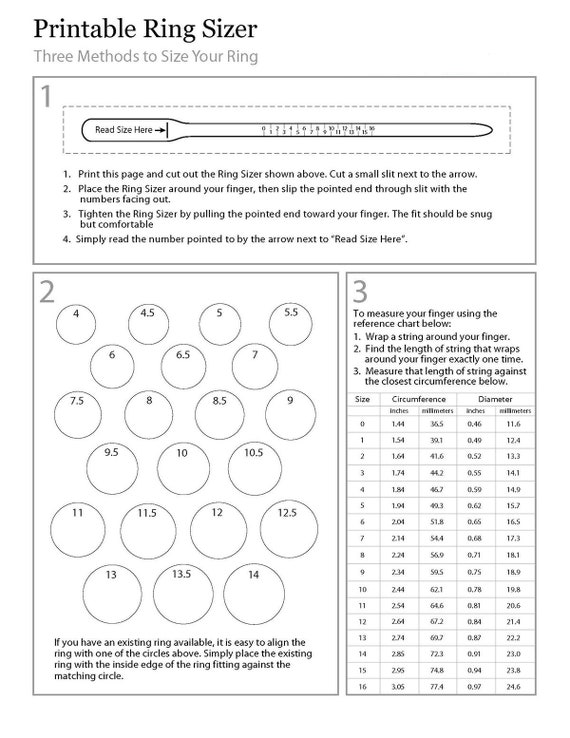 0 Ring Size Chart