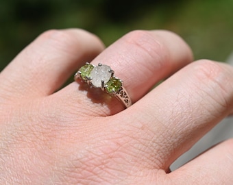 Unique Gemstone Engagement Ring, Raw Stone Ring, Custom Engagement Jewelry,  Avello anniversary gift for womangift